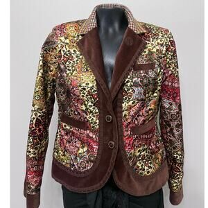 Rare Vintage Robert Graham Tweed Pattern Suede Jacket Sz M Reversible Artsy Boho